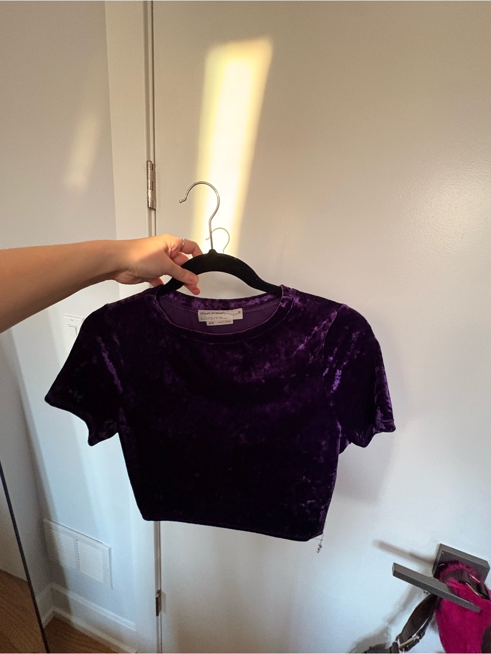 Urban Renewal Velvet Crop Tee - Deep Purple